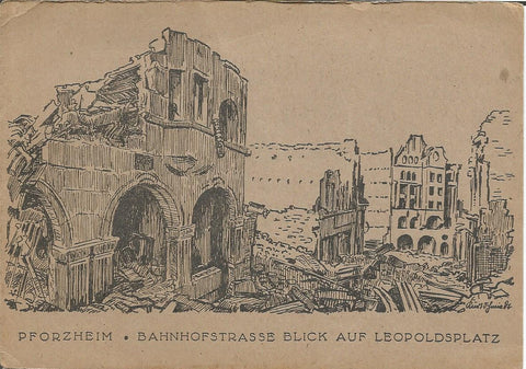 Germany - Pforzheim - Leopold Square Ruins Print