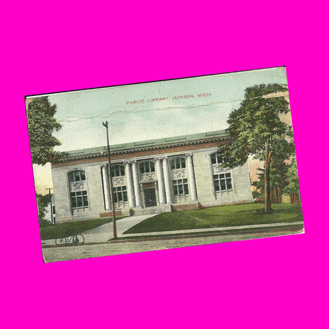 USA - Michigan - Jackson - Public Library Postcard