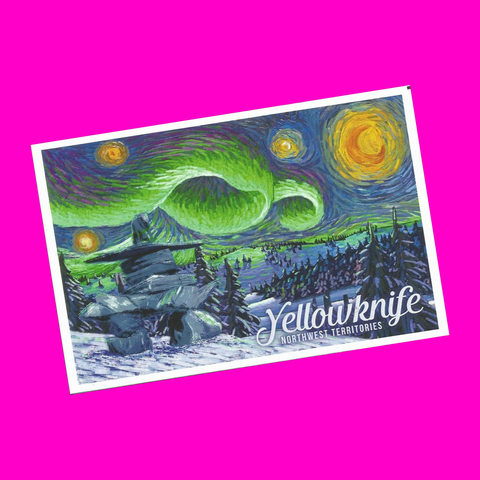 Yellowknife - Starry Night Aurora Postcard