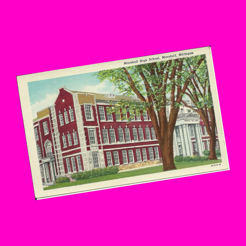 USA - Michigan - Marshall - Marshall High School Postcard
