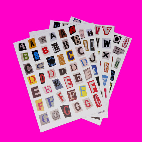 Ransom Letters Sticker Sheet Set