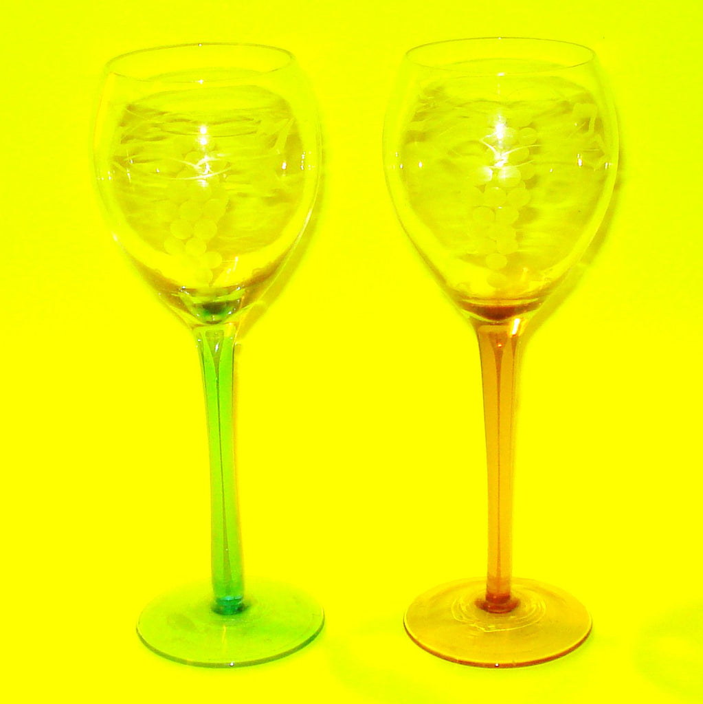 Etched Wine Glasses - Set of Two