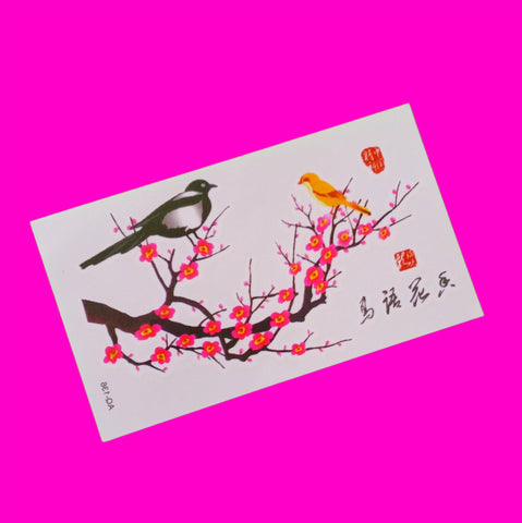 Birds & Cherry Blossoms Temporary Tattoo