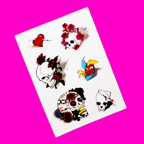 Skull Mix Temporary Tattoo