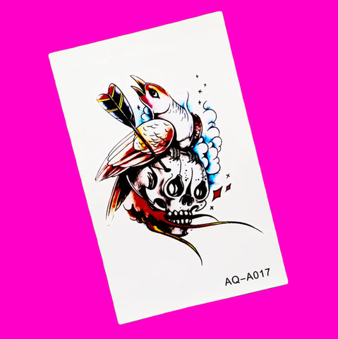 Swallow & Skull Temporary Tattoo
