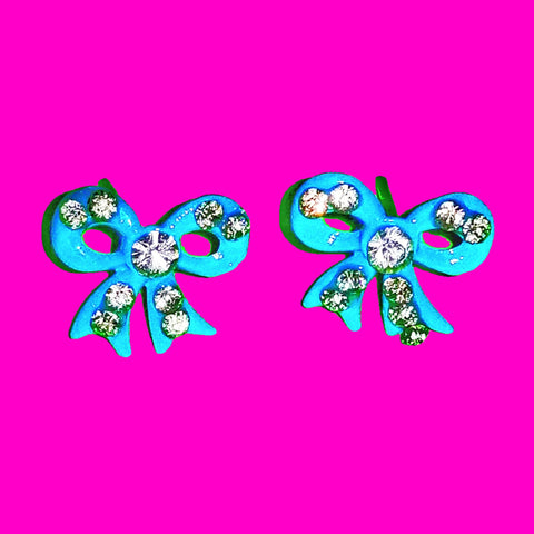 Rhinestone Bow Earrings - More Colours!