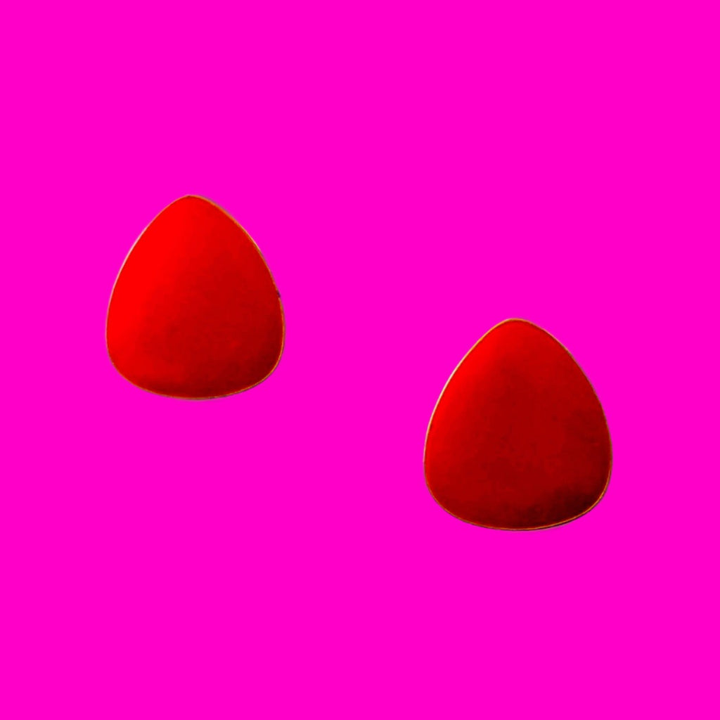 Red Enamel Triangle Earrings