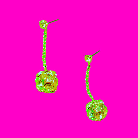 Rhinestone Globe Dangle Earrings
