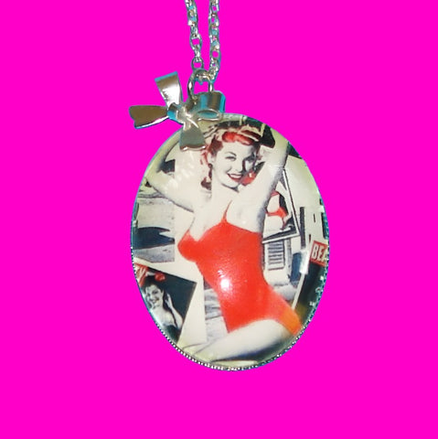 Bathing Beauty Pinup Girl Necklace