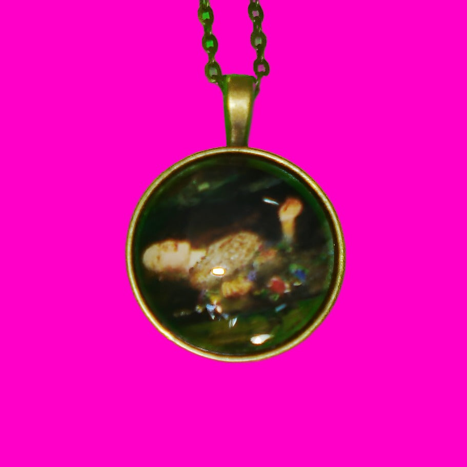 Drowning Ophelia Pendant Necklace Pink Skull