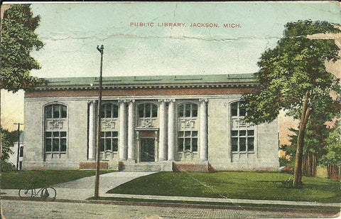 USA - Michigan - Jackson - Public Library Postcard